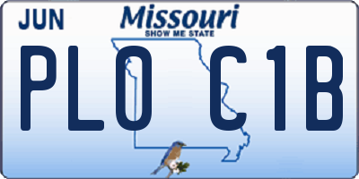 MO license plate PL0C1B