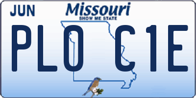 MO license plate PL0C1E