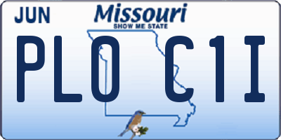 MO license plate PL0C1I
