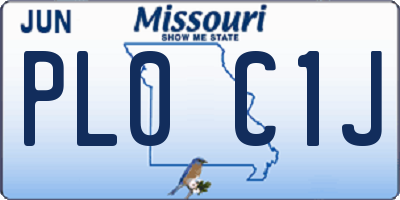 MO license plate PL0C1J