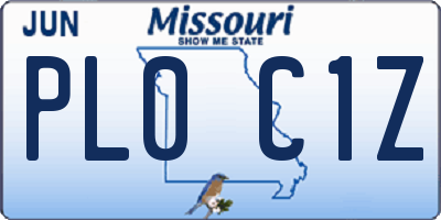MO license plate PL0C1Z