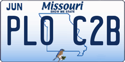 MO license plate PL0C2B