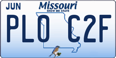MO license plate PL0C2F