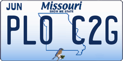 MO license plate PL0C2G