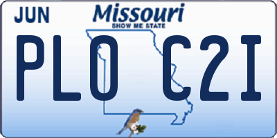 MO license plate PL0C2I