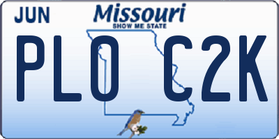 MO license plate PL0C2K