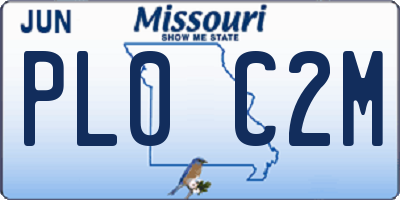 MO license plate PL0C2M