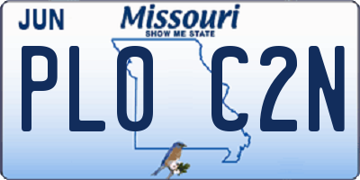 MO license plate PL0C2N