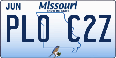 MO license plate PL0C2Z