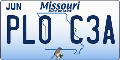MO license plate PL0C3A