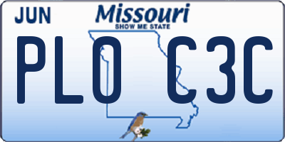 MO license plate PL0C3C