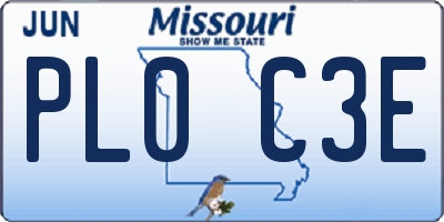 MO license plate PL0C3E