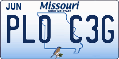 MO license plate PL0C3G