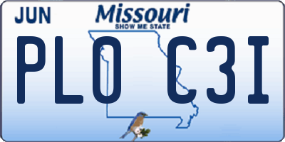 MO license plate PL0C3I