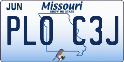 MO license plate PL0C3J