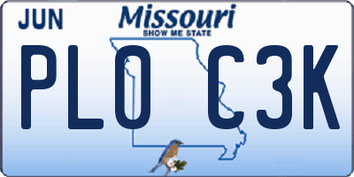 MO license plate PL0C3K