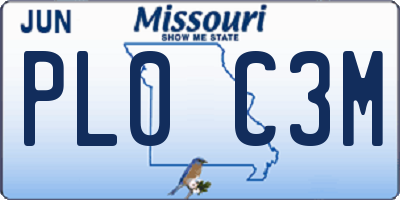 MO license plate PL0C3M