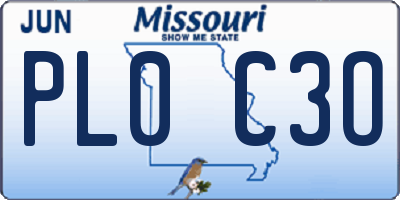 MO license plate PL0C3O
