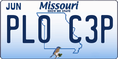 MO license plate PL0C3P