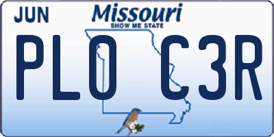 MO license plate PL0C3R