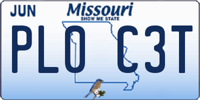 MO license plate PL0C3T