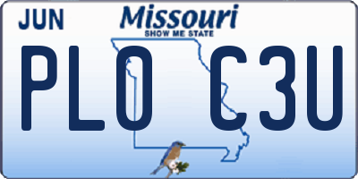 MO license plate PL0C3U