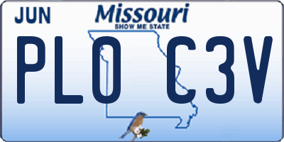 MO license plate PL0C3V