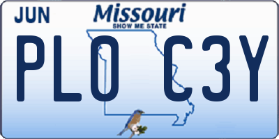 MO license plate PL0C3Y