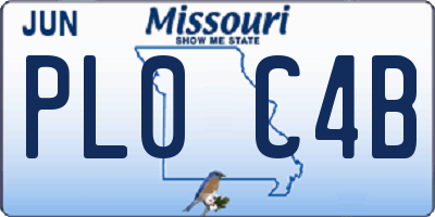 MO license plate PL0C4B