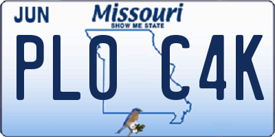 MO license plate PL0C4K