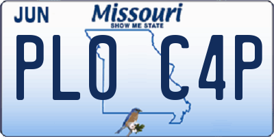 MO license plate PL0C4P