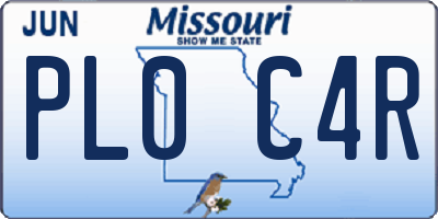 MO license plate PL0C4R