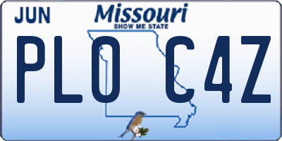 MO license plate PL0C4Z