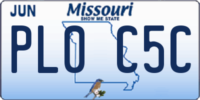 MO license plate PL0C5C