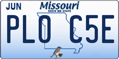 MO license plate PL0C5E
