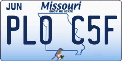MO license plate PL0C5F