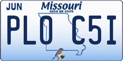 MO license plate PL0C5I