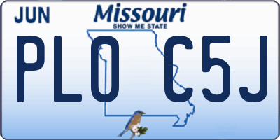 MO license plate PL0C5J
