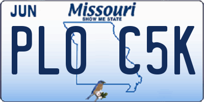 MO license plate PL0C5K
