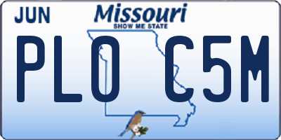MO license plate PL0C5M