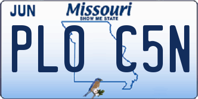 MO license plate PL0C5N