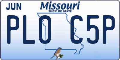 MO license plate PL0C5P
