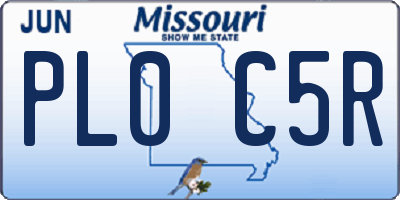 MO license plate PL0C5R