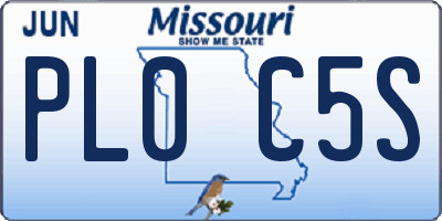 MO license plate PL0C5S