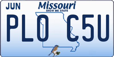 MO license plate PL0C5U