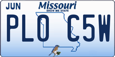 MO license plate PL0C5W