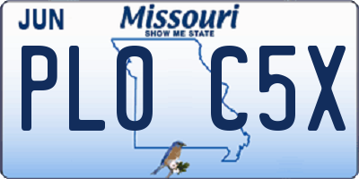 MO license plate PL0C5X