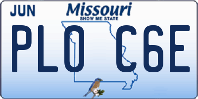 MO license plate PL0C6E