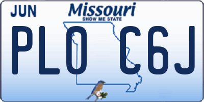 MO license plate PL0C6J