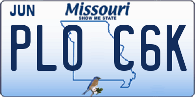 MO license plate PL0C6K